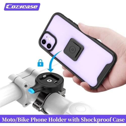 Cozycase Motorcycle Bike Phone Holder Cellphone Shockproof Case for 12 Pro Max 360° Rotatable Anti-Shake Stable Bicycle Mount