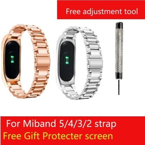 YIFALIAN Strap for Xiaomi Mi Band 5 4 3 2 Screwless Bracelet for MiBand 4 3 2 Band Replace For Mi Band 5 metal bands