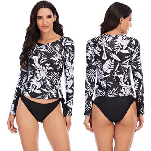 Womens Rash Guards Sun UV Protection Shirt Long Sleeve Padded Top Low Waist Bikini Swimsuit Bathing Suit Two Pieces Swimwears
