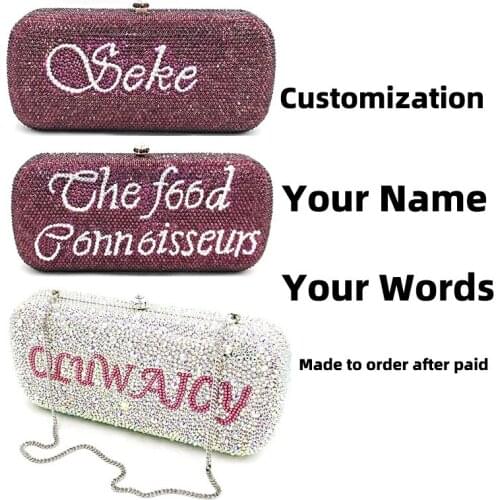 Special customization name Ladies luxuries personal design Bridal wedding purses women evening party diamonds crystal clutches