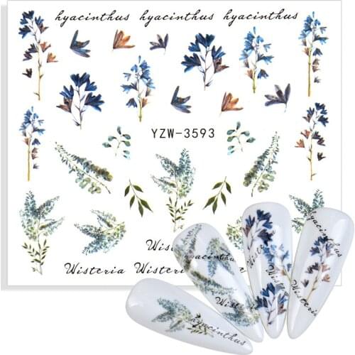 1 Sheet Chic Flower Leaf Nail Stickers Watermark Nail Art Decals Sliders Manicure Decorations Foils Nails Water Transfer Tattoo