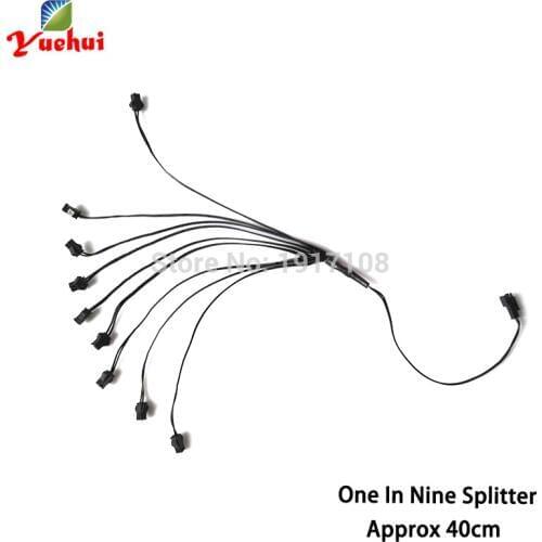 1PC EL Wire/EL Strips Connectors (1 in 9 Splitter) named One Male Connector with nine Female Connectors as party supplies