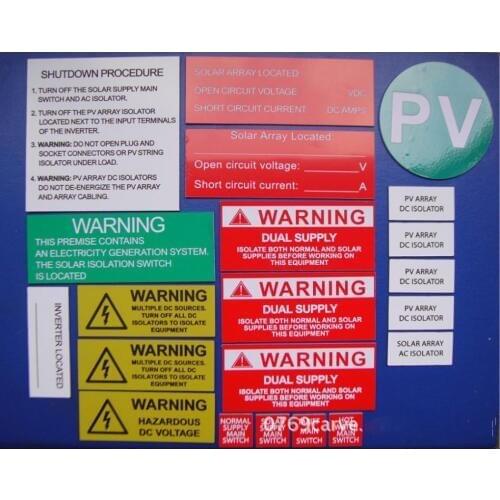 100 Sets (21pcs Per Set) High Quality Solar Warning Label, ABS PV Labels, Solar Label KitsSolar