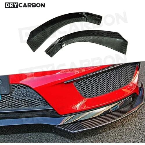 2Pcs Carbon Fiber Front Bumper Lip Flaps for Mercedes CLA Class W117 CLA200 CLA180 CLA45 14-2016 Splitter Trim Canard Aprons FRP