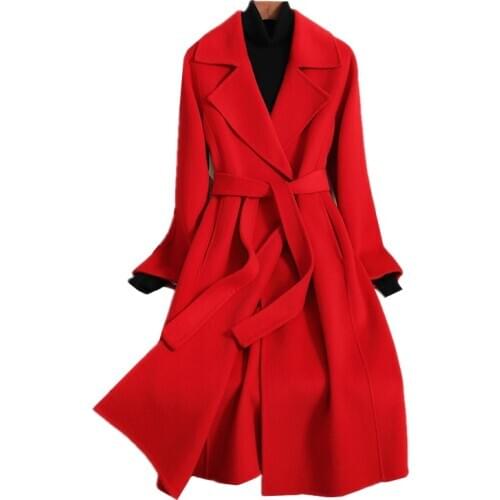 2020 Autumn Woolen Coat Women Korean Winter Clothes Long Wool Jacket High End Slim Double Sided Cashmere Overcoat Ladies G546