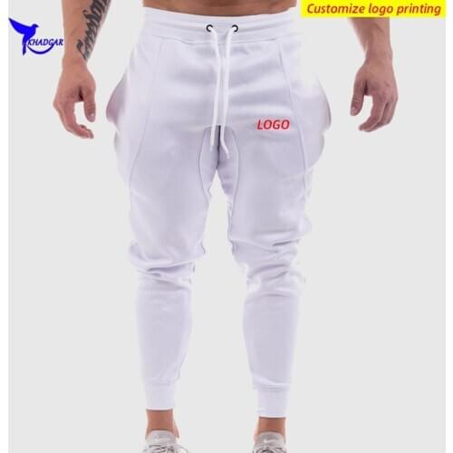 Custom LOGO 2021 Sports Men Gyms Running Pants Joggers Training Fitness Cotton Trousers Drawstring Workout Slim Fit Sweatpants