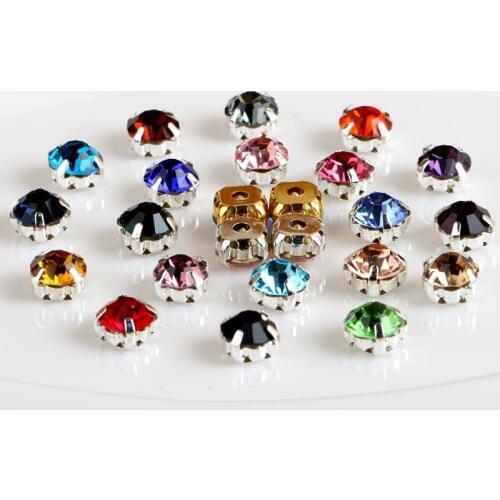 4mm 1440pcs/pack round shape high-quality Crystal glass sew on rhinestones with silvery claw DIY fashion accessoriesYJ01