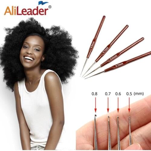 Alileader Crochet Hook 0.5"0.6"0.7"0.8Mm Micro Hook Needles For Wig Making Tools Aluminum Hook-Needle For Hair Extension Tools