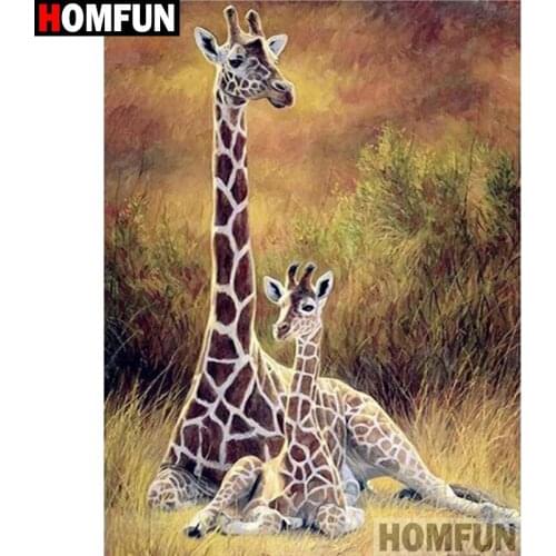 HOMFUN Full Square/Round Drill 5D DIY Diamond Painting "Animal giraffe"3D Diamond Embroidery Cross Stitch Home Decor A19824