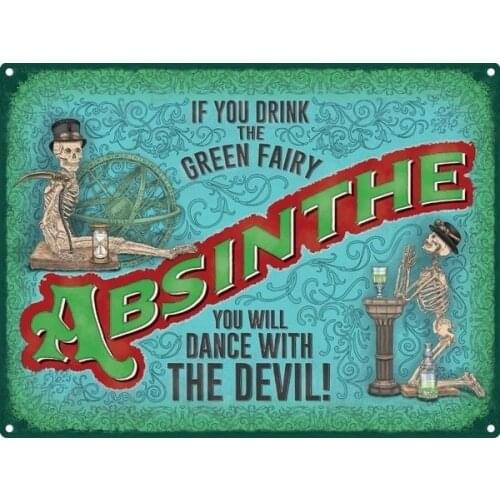 Artística de hojalata pintura estampado de moda de Metal estaño signo absenta si bebe el Hada Verde estaño signo