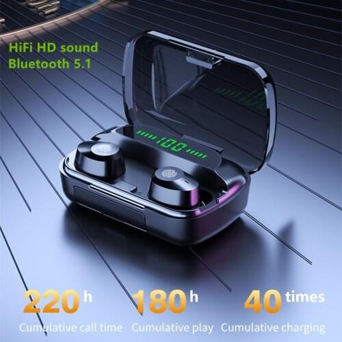 Bluetooth Earphone Wireless Headphones Active Noise Cancellation Deep Bass Stereo Sport Earbuds in Ear Dual Mic With Charge box