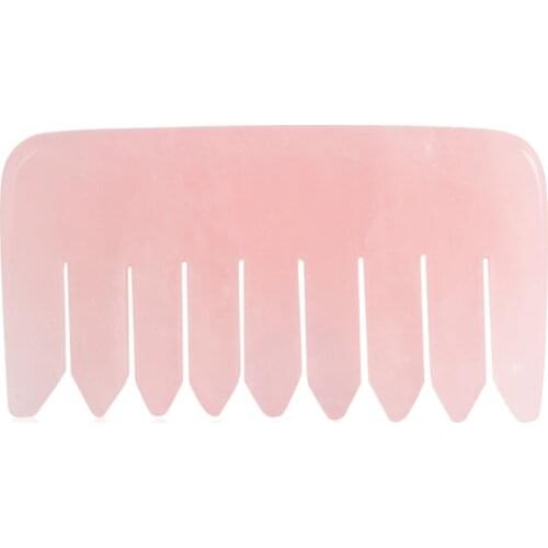 Rose Quartz Jade Comb Massager Tool Pink Crystal Stone Skin Tighten Detox Gua Sha Acupuncture Scraper Stone