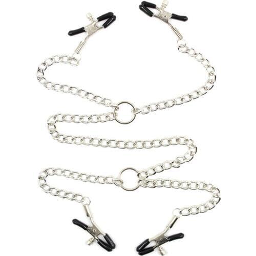Long Chain Metal Nipple Clamps 4 Breast Clip S&M Bdsm Bondage Sex Toys for Couples Sex Shop Adult Game Fetish Wear Erotic Toy