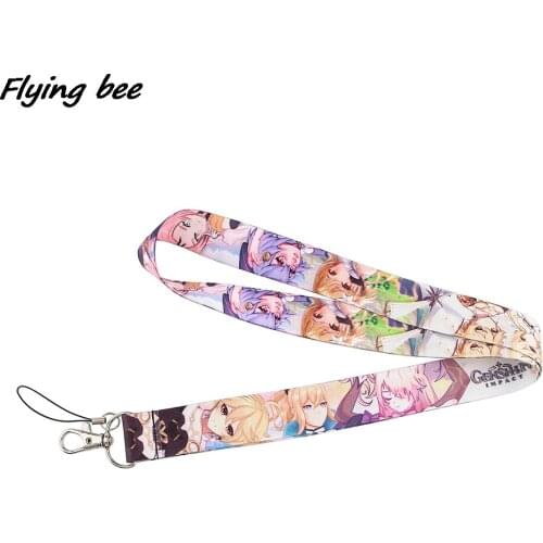 Flyingbee High Quality Cartoon Icons Style Anime Lovers Key Chain Lanyard Neck Strap For USB Badge Holder DIY Hang Rope X1462