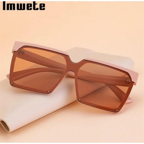 Imwete 2021 Fashion Oversized Sunglasses Women Vintage Square Sun Glasses Men Brand Designer Outdoor UV400 Trend Colored Glasses