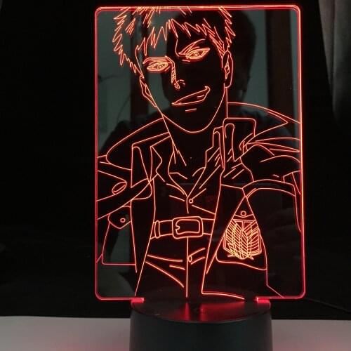 Jean Kirstein Anime Attack on Titan 3d Lamp Night Light for Bedroom Decoration Kids Gift Attack on Titan LED Night Light