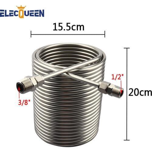 Stainless Steel Heat Exchangers Coil, Immersion Wort Chiller, 1/2" & 3/8 "Port & Spiral Tube Coil ,Beer/Wine Cooler for Homebrew