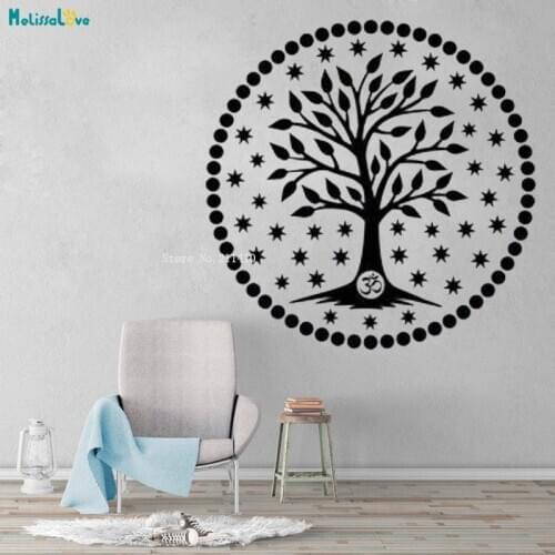 Life Vinyl Wall Decal Yoga Tree Leaves Buddhism Stars Meditation Zen Stickers Home Decor Murals Self-adhesive YT4196