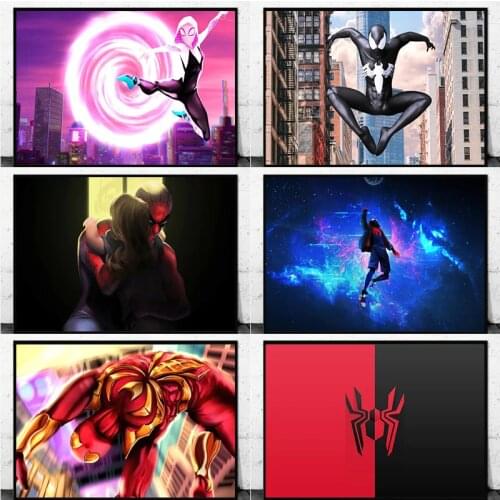 Marvel Avengers Superhero Classic Movie Canvas Painting Spider-Man Posters and Prints Wall Art Picture for Childrens Home Decor