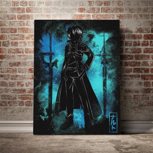 Kirito Sword Art Online SAO poster Canvas Wall Art Decoration prints for living Kid Children room Home bedroom decor painting