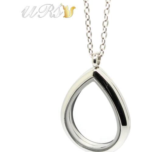 28mm Teardrop Magnetic Closure 316L Stainless Steel Living Memory Locket Pendant with Necklace
