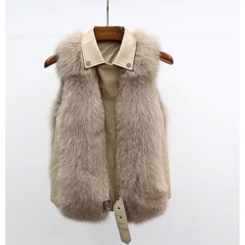 Fox Fur Vest Winter Fashion Fur Waistcoat With Real Leather For Women