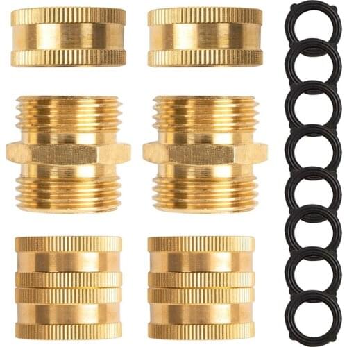 2021 New 3/4" Solid Brass Hose Connectors and Hose Ends Male to Male Female to Female 3/4 Inch Garden Hose Adapter