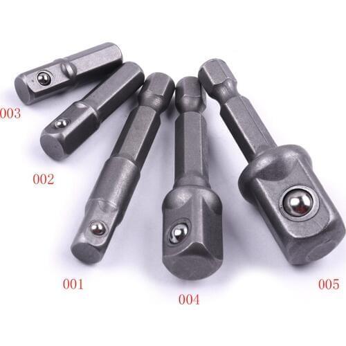 New 5Pcs/Set Socket Adapter Bits Hex Drill Nut Driver Shank 1/4" 3/8" 1/2" Connecting Rod Head Extension Drill Bits Wrench Bar