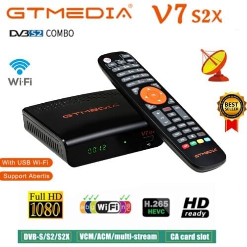 New Arrival GTMEDIA V7S2X HD 1080P Support DVB-S/S2/S2X AVS+,VCM/ACM/multi-stream/T2MI Support BISS auto roll update from V7S
