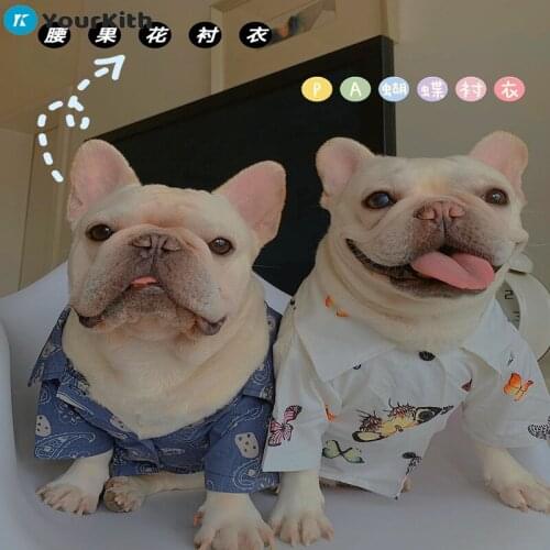 YourKith Dog Clothes Pet Tide Brand Spring SummerClothes Cashew Flower Butterfly Shirt French Bulldog Schnauzer Tddy Cat Dog