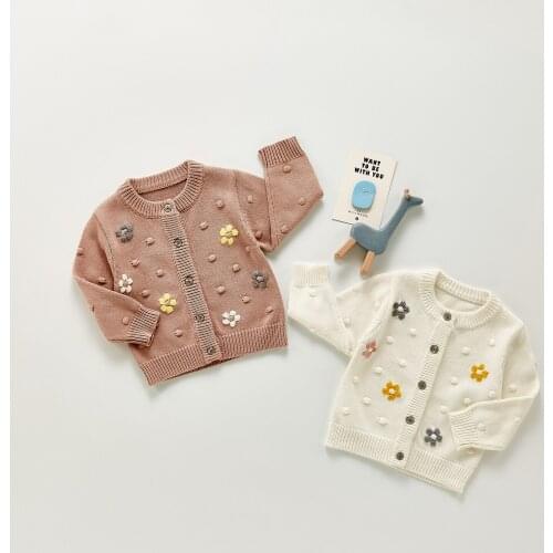 Autumn 2021 new Korean baby knitted cardigan jacket for infants and children, cotton handmade bubble chain link coat