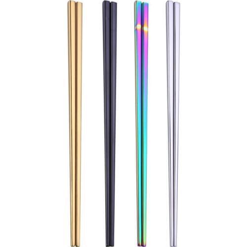 Food Grade 304 stainless steel chopsticks Rainbow Square Chopsticks Sushi Sticks hotel chopsticks sets LX8418