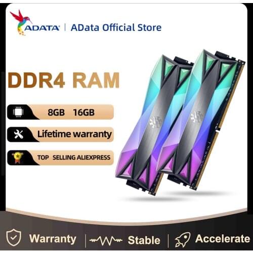 ADATA XPG D60 RGB PC Desktop Memory RAM Memoria Module 8GB 16GB 32GB DDR4 PC4 3000Mhz 3200Mhz 3600Mhz 4133Mhz CL14DIMM