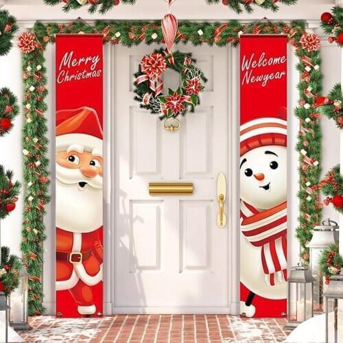 PATIMATE Christmas Door Banner Porch Sign Christmas Decoration For Home Christmas Pendant Merry Christmas Ornaments 2019 Navidad
