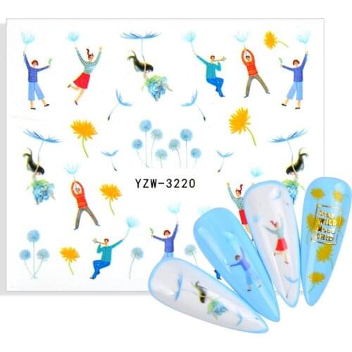 1 Sheet Nail Flying Dandelion Nail Art Water Decals Transfer Stickers