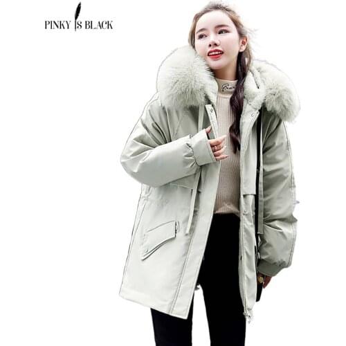 PinkyIsBlack Womens Winter Jacket Hooded Short Thick Warm Cotton Padded Parkas Woman Wool Liner Plus Size 3XL Jackets Coat