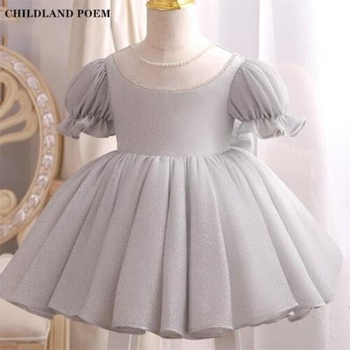 Girls Dress For Party And Wedding 1st Birthday Party Baptism Baby Dress Pearl Princess Kids Dresses For Girl Toddler Ball Gown