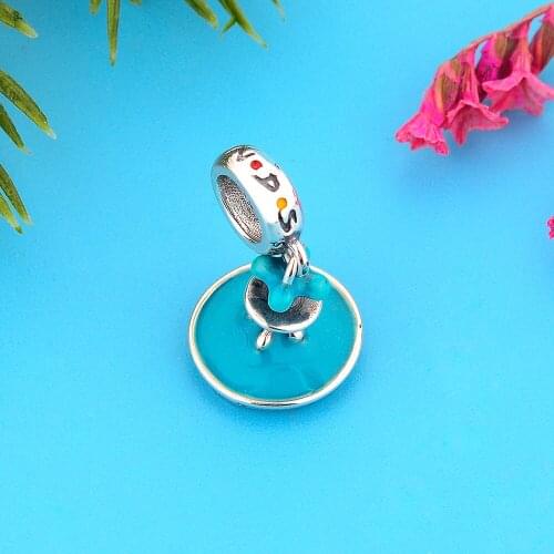 Fit Original Charm Bracelet Authentic 925 Sterling Silver TV Friends Blue Fountain Bead For Making Women Berloque 2021