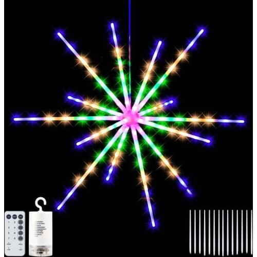 Hanging Starburst Light Firework Fairy Starburst String Lights LED Meteor Light Remote 8 Lighting Modes Operated Starry Light