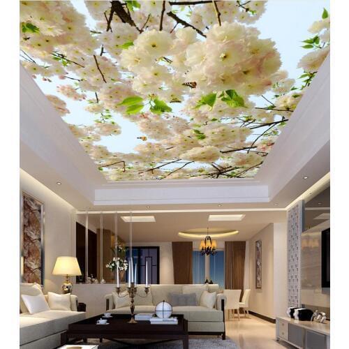 Custom photo wallppaer Fresh ceiling living room bedroom ceiling 3d flower wallpaper ceilings