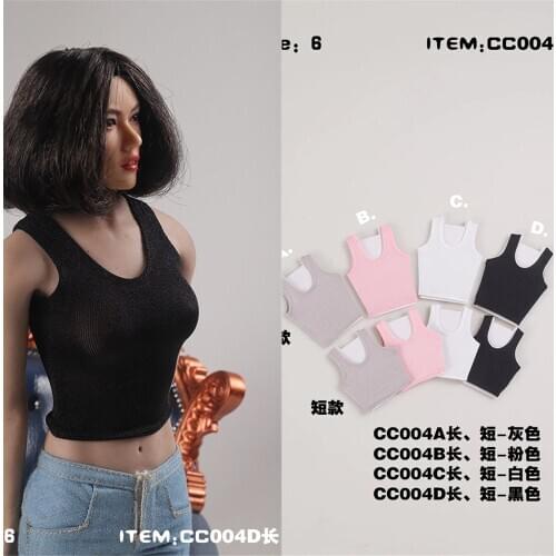 1/6 Scale Sexy Female Figure Accessory CC004 Bottoming Sports Vest Long/Short Shirt Model for 12 inches Action Figure