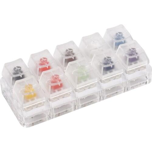 10 Keys Clear Translucent Keycaps Mechanical Keyboard Switch Tester Sampler Switches Shaft Testing Tool w/Acrylic Base