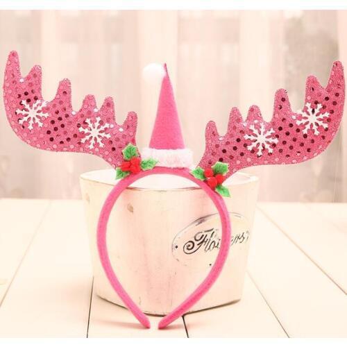 Christmas decorations Antlers sequins Christmas Headbands Santa hat headband Party supplies for Adult and children