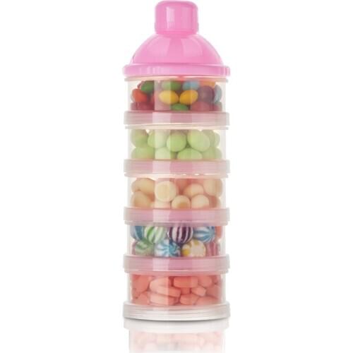 Removable Baby Milk Formula Dispenser 5 Layers Non-Spill Stackable Snack Storage Container Portable Formula Dispenser Box