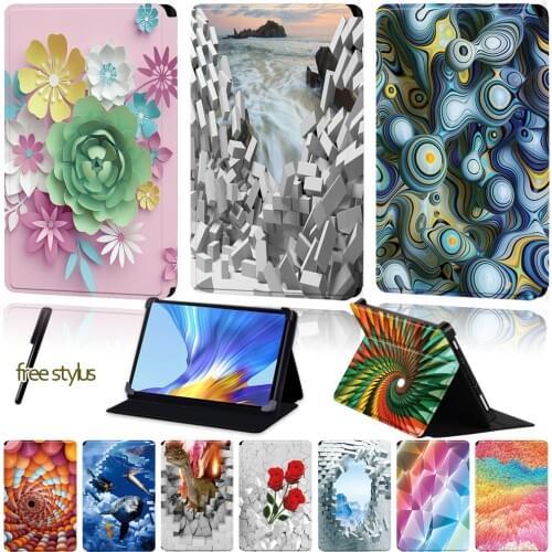 Universal Tablet Case for Huawei MatePad T8/Honor V6/MatePad 10.4"/MatePad 10.8"/MatePad Pro 10.8" 3D Art Pattern Series+Stylus