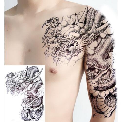 Waterproof Temporary Tattoo Sticker Arm Shoulder Large Skull Old School Tatoo Stickers Dragon Big Fake Tattoos for Men Women