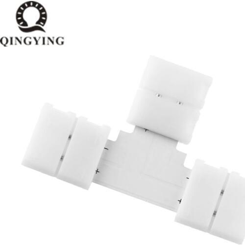 10pcs 8mm 2 Pin T Shape LED Strip Connector PCB Free Welding For SMD 3528 2835 Single Color LED Strip Lights