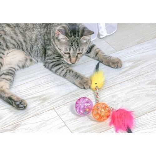 2pcs Pet Cat Toy Cat Bell Toy Artificial Fur Fish Rope Cat Toys Ball Cat Funny Interactive Toys for Cats Pet Kitten Playing