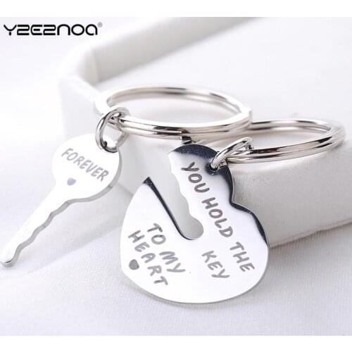 2PCS/Set Couple Keychain Keyring Romantic Heart Key Set Valentines Day Lover Jewelry Gift