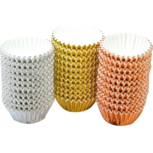 600 Pieces 1.97 Inch Foil Metallic Cupcake Liners Muffin Paper Cases Baking Cups - Gold, Silver And Rose Gold